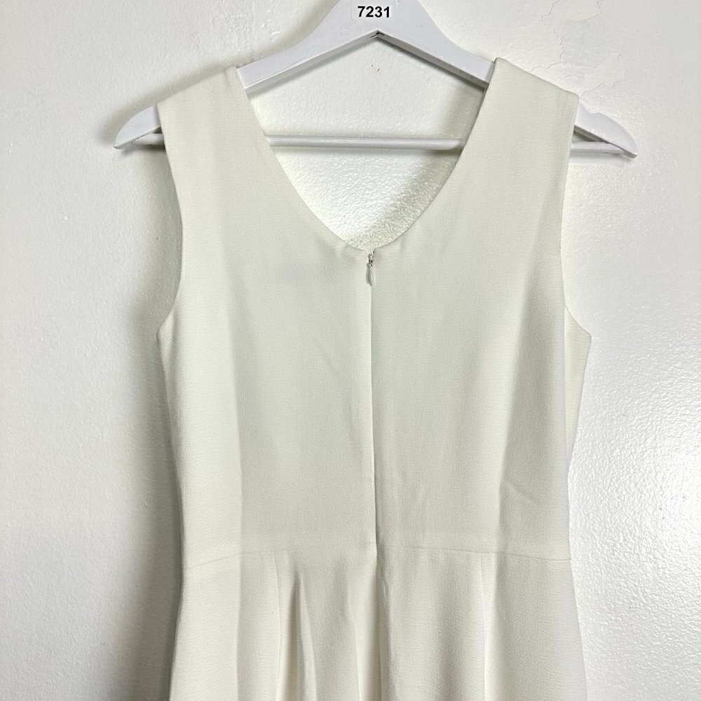 DRESS THE POPULATION Sandra Plunge Crepe Trumpet Gown in Off White Size Small - Picture 10 of 14
